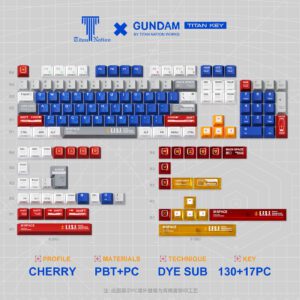 130-Key Cherry Side Backlit Keycaps+17 PC Supplement Keys