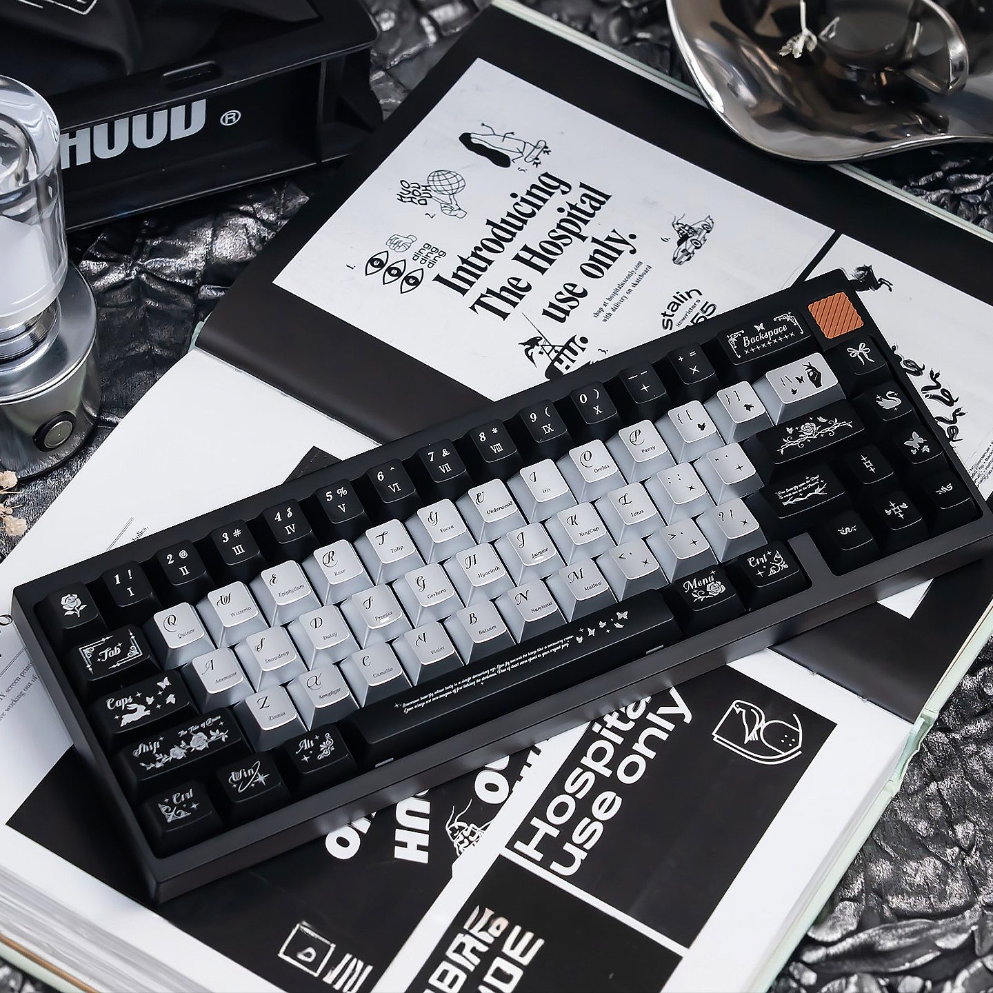 Perlmuttfarbene Nachtschmetterling-Metall-Tastenkappen