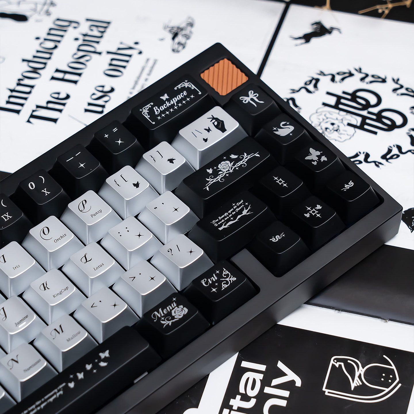 Perlmuttfarbene Nachtschmetterling-Metall-Tastenkappen