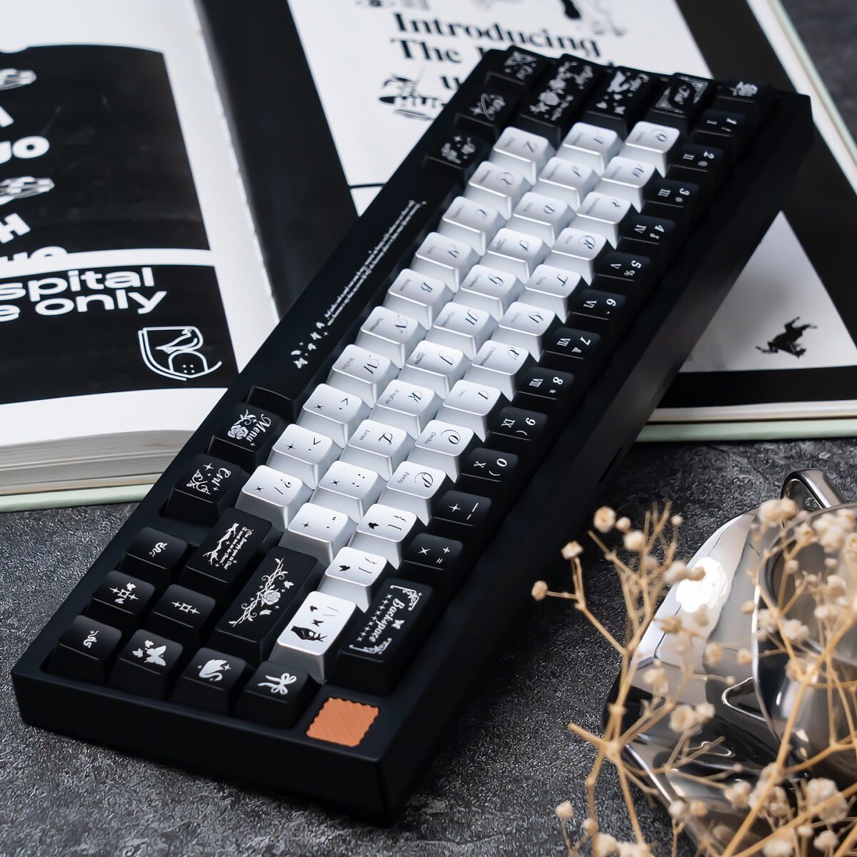 Perlmuttfarbene Nachtschmetterling-Metall-Tastenkappen