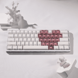 white crystal + pink transparent heart