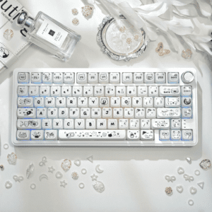 M75 White Kit + Jelly Line Cat Keycaps