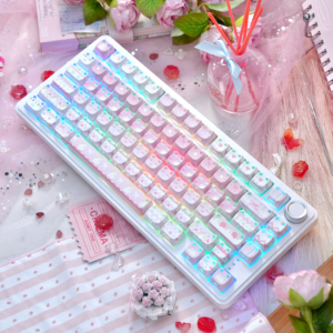 M75 White + MAO Fair Isle Meow Meow Side-Printed Keycaps
