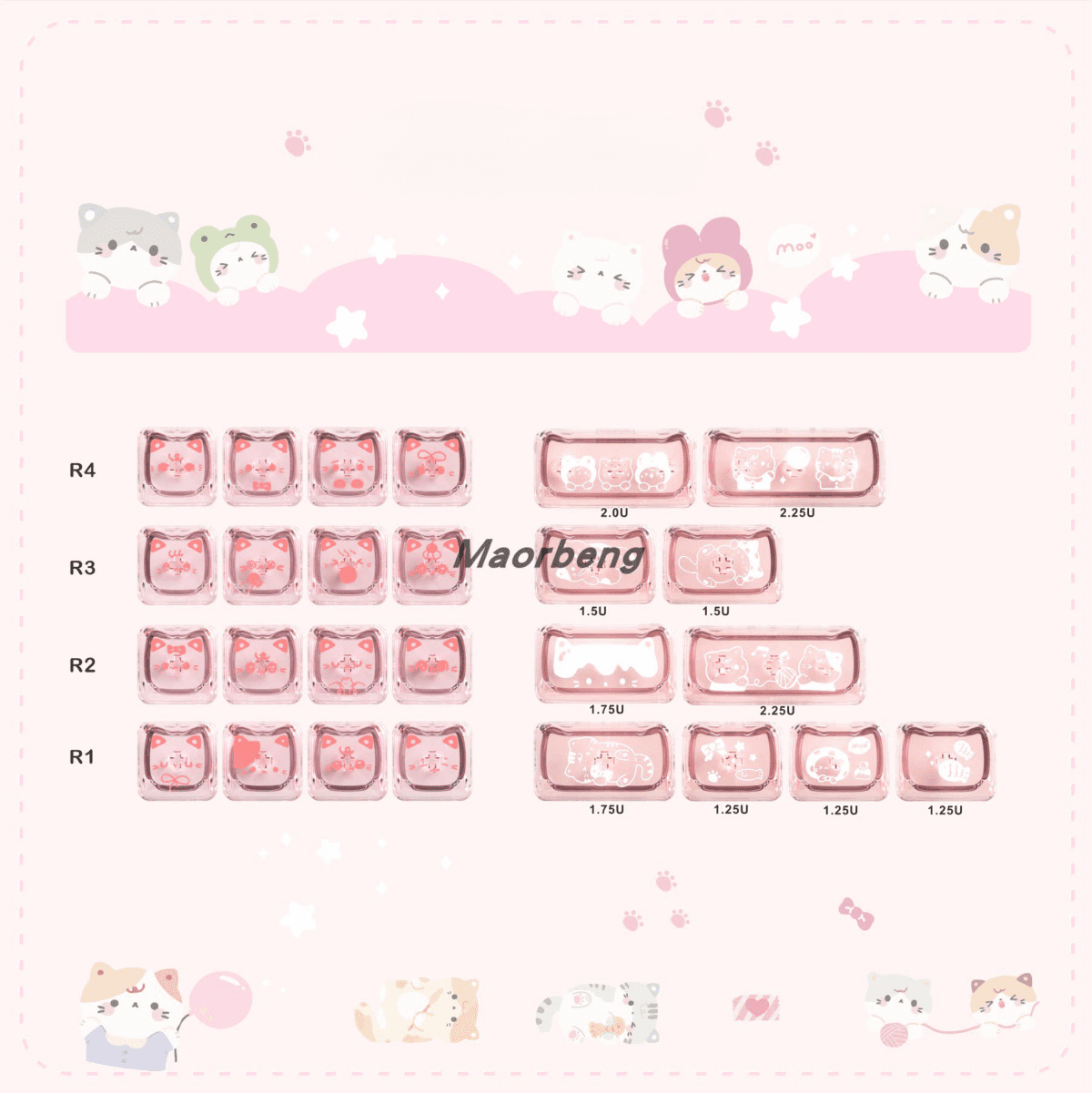 Maorbeng Cute Transparent Keycaps