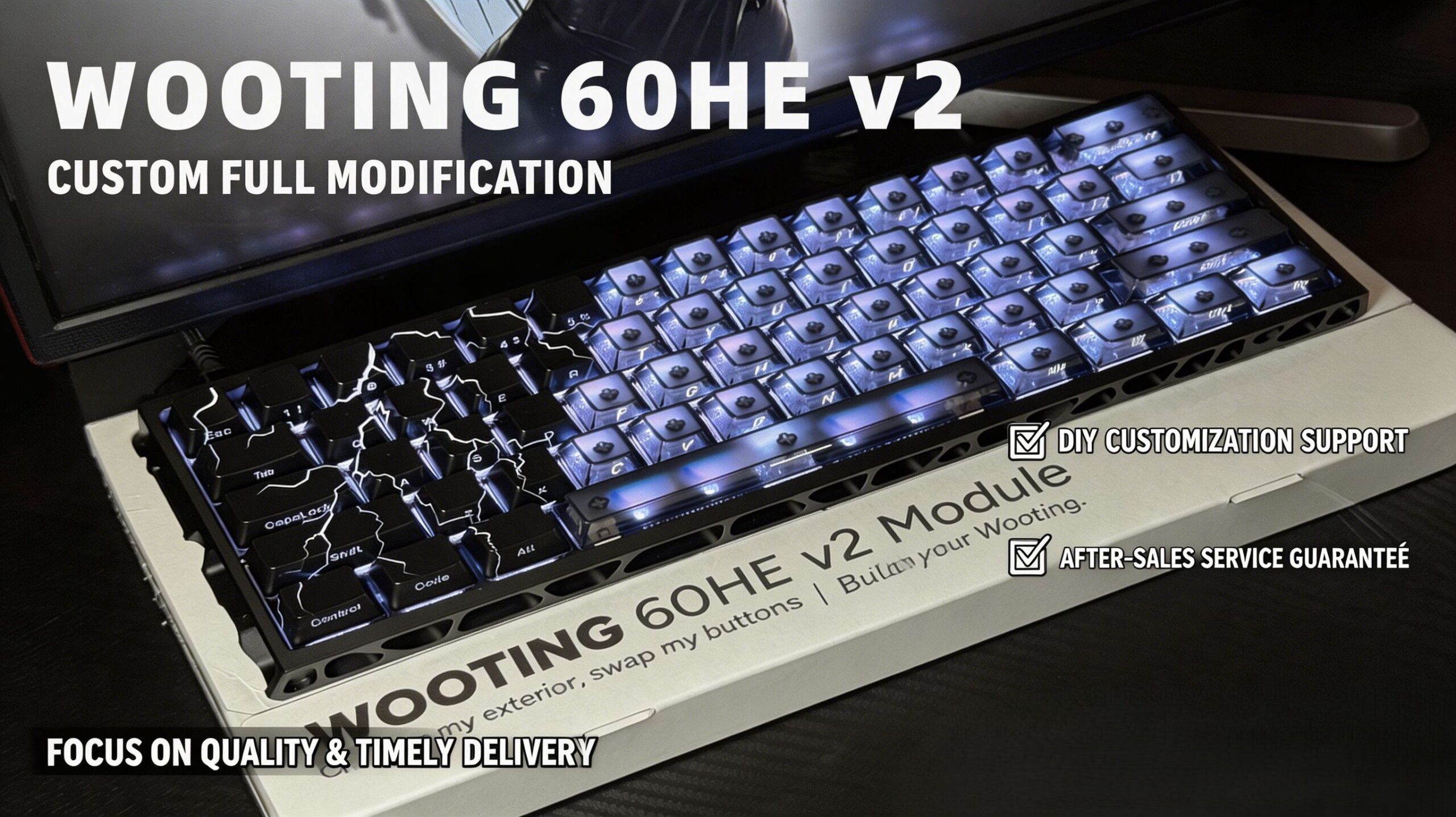 Wooting 60HE V2 Full Mod Custom Keyboard