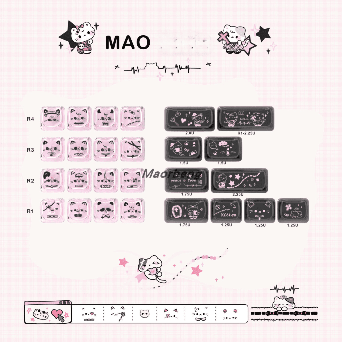 Maorbeng Cute Transparent Keycaps