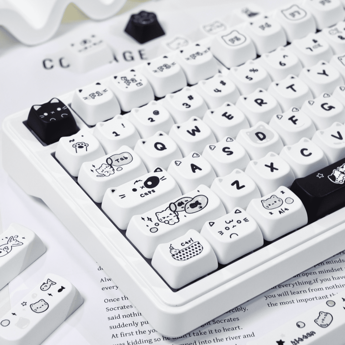 Maorbeng Line Art Cat Keycaps