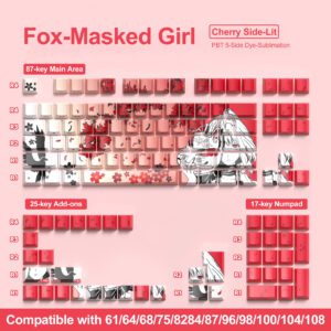 Fox-Masked Girl Keycaps Red 129Key - Cherry Profile
