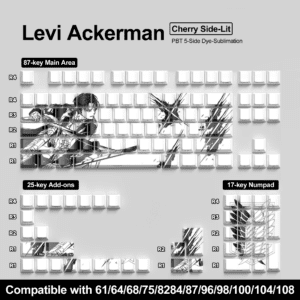 Levi Ackerman Keycaps White 129Key - Cherry Profile