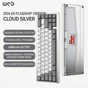 Flowing Cloud Silver (ARGB - Snow Peak Cocoa Switch) FR4 Fixed | 220 Grit | Anodized