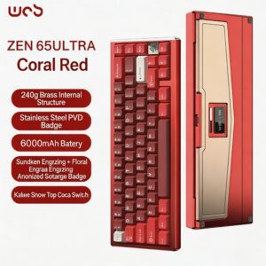 Coral Red (ARGB Snow Peak Cocoa Switch) FR4 Fixed | 220 Grit | Anodized