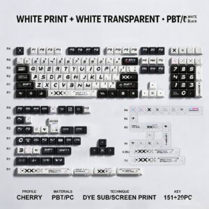 White Printed Keycap Set + PC White Add-on (171 keys)