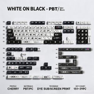 White Printed Keycap Set + PC Black Add-on (171 keys)