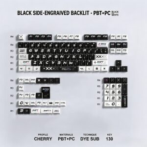Black Printed Keycap Set with Side-Translucency (130 keys)