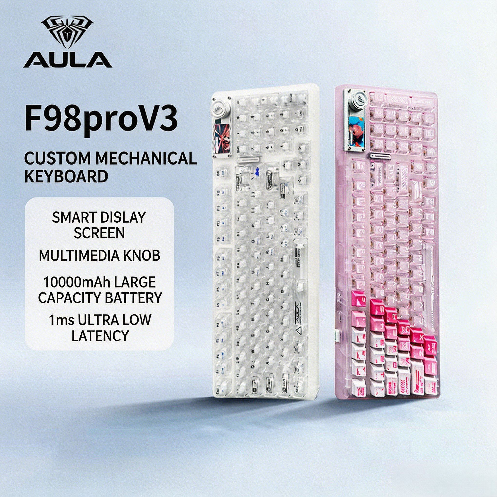 AULA F98Pro V3 メカニカルキーボード | トライモードスマートスクリーン