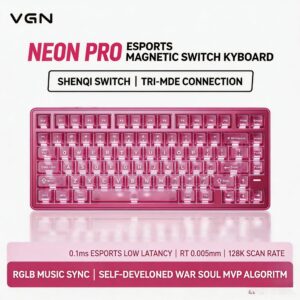 Neon (Ultra-Competitive Edition) Gateron Divine Revelation Magnetic Switch Tri-Mode Rose Red Mist Translucent