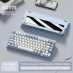 Anodized Ice Blue - Ocean Blue - Lingyu Switch Glass Backplate