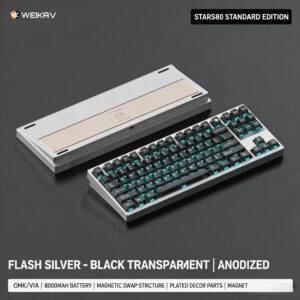 Anodized Silver Black Transparent with White Legends Coconut Switch