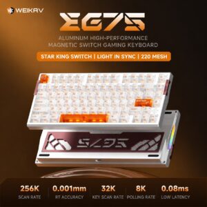 Anodized Silver Pixel White Transparent Keycaps YingXue Magnetic Axis