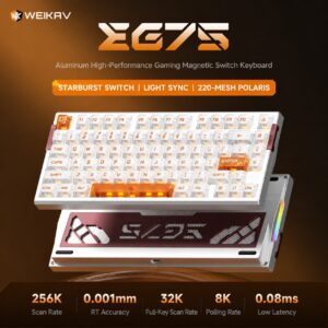 Anodized Silver - Pixel White Transparent Keycaps - XueRen Magnetic Axis