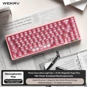 Electrophoretic Pink Transparent White Keycaps with Coconut Switch