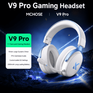 V9 Pro White Blue - Approx. 250h Battery Life Cloud EQ Voice Noise Reduction