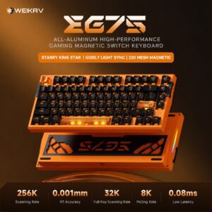 Spray-coated Orange - Pixel Orange Transparent Keycaps - XueRen Magnetic Axis