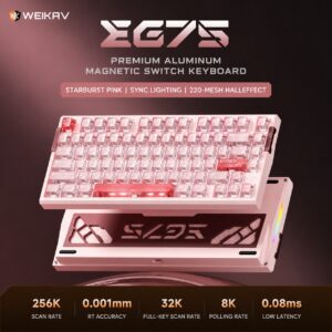 Spray-coated Pink - Pixel Pink Transparent Keycaps XueRen Magnetic Axis