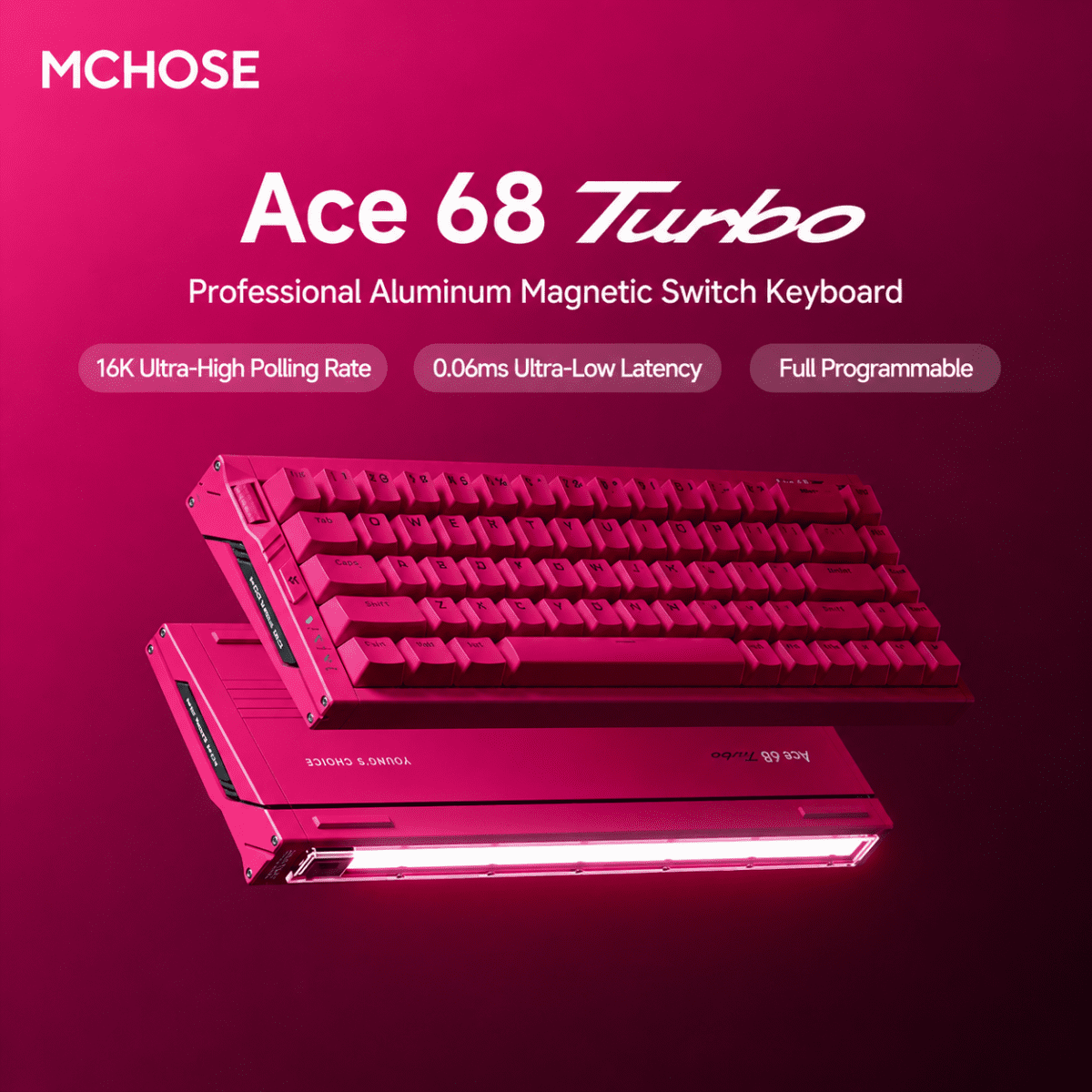 MCHOSE Ace 68 Turbo Magnetic Switch Mechanical Gaming Keyboard - Pink