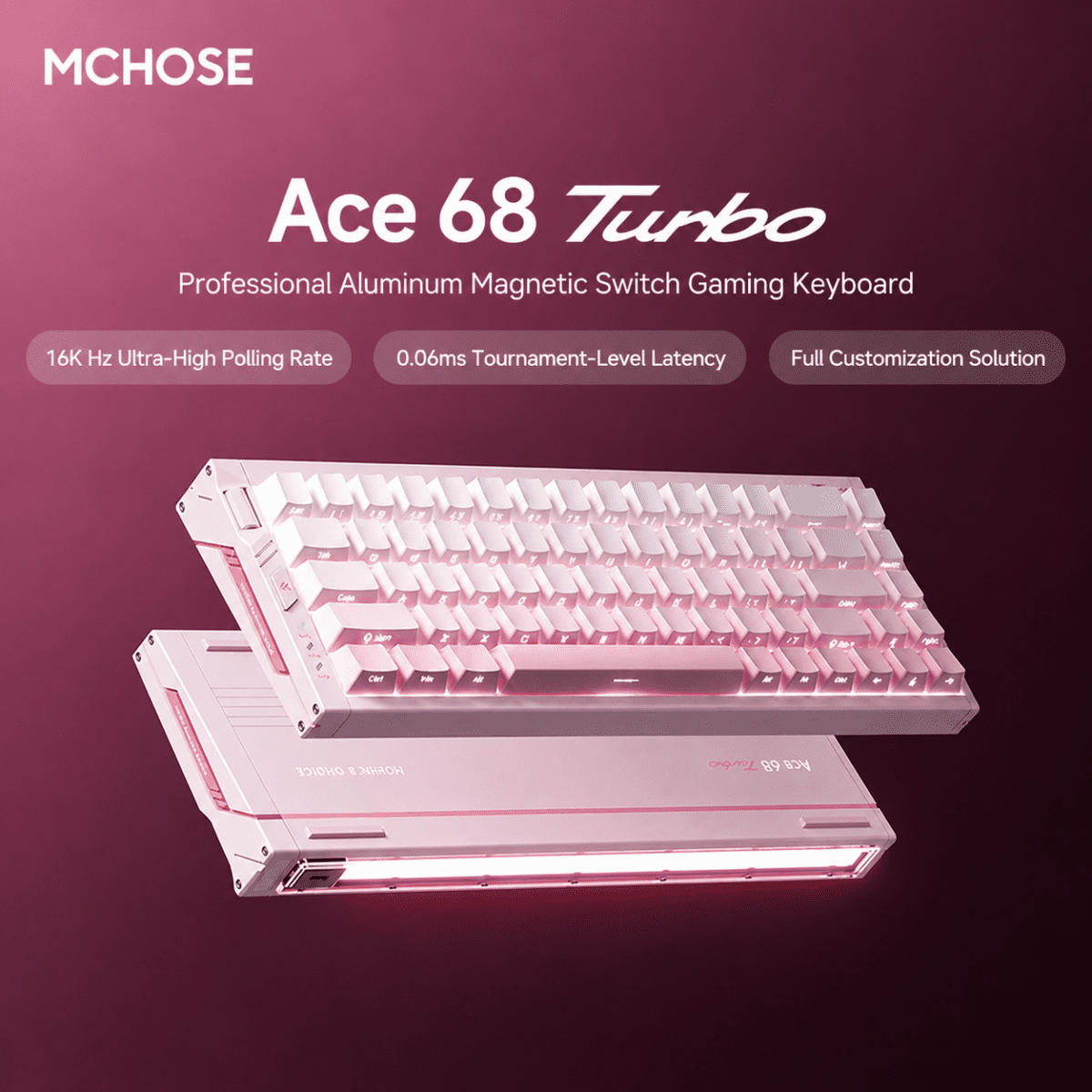 MCHOSE Ace 68 Turbo Magnetic Switch Mechanical Gaming Keyboard - Pink
