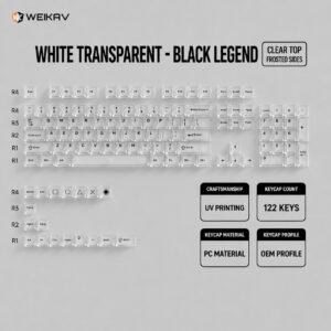 White translucent with black legends - OEM profile - 122 keys