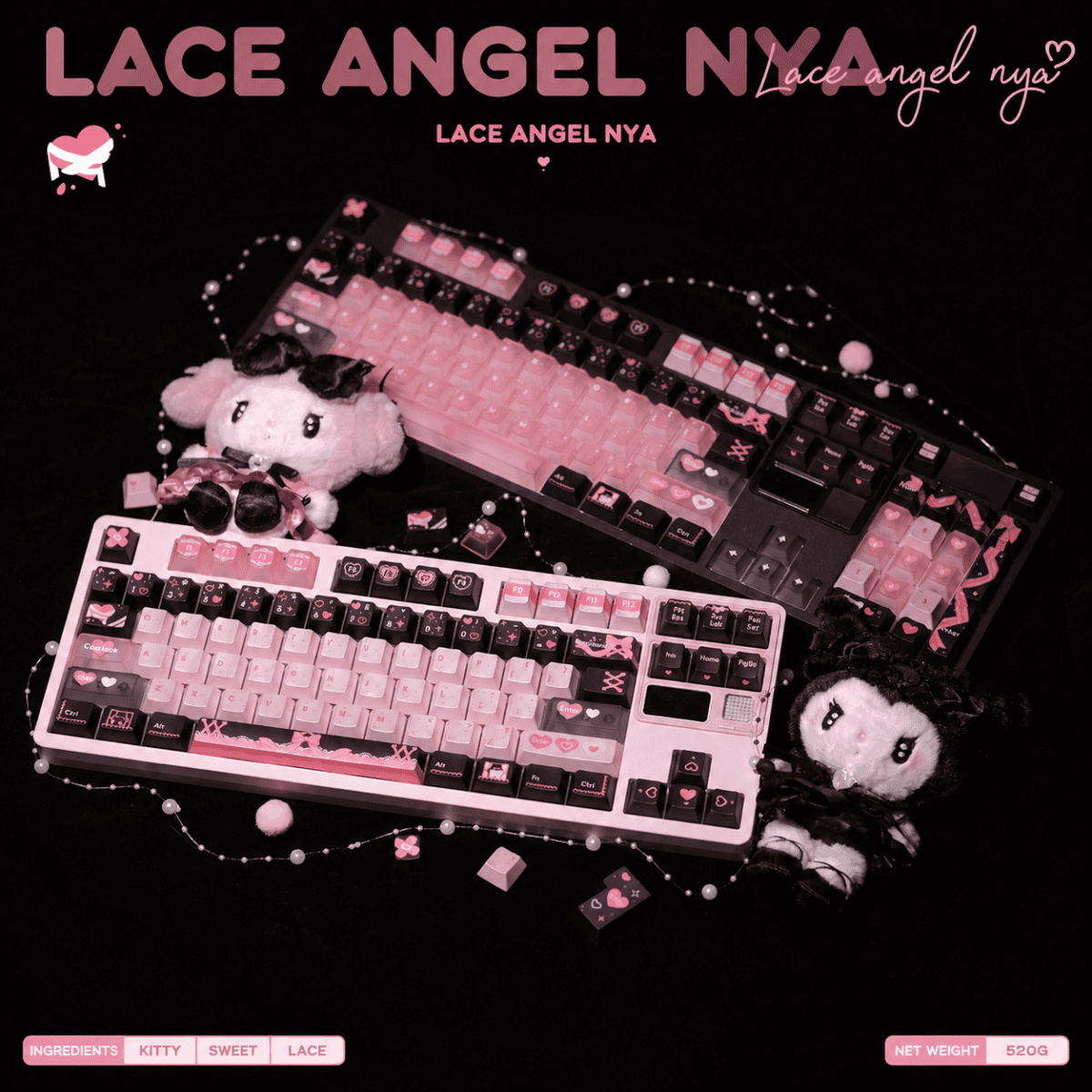 taobao-1-ai-custom-4 FRONTIER Lace Angel Mi 224-Key PBT + PC Keycap Set