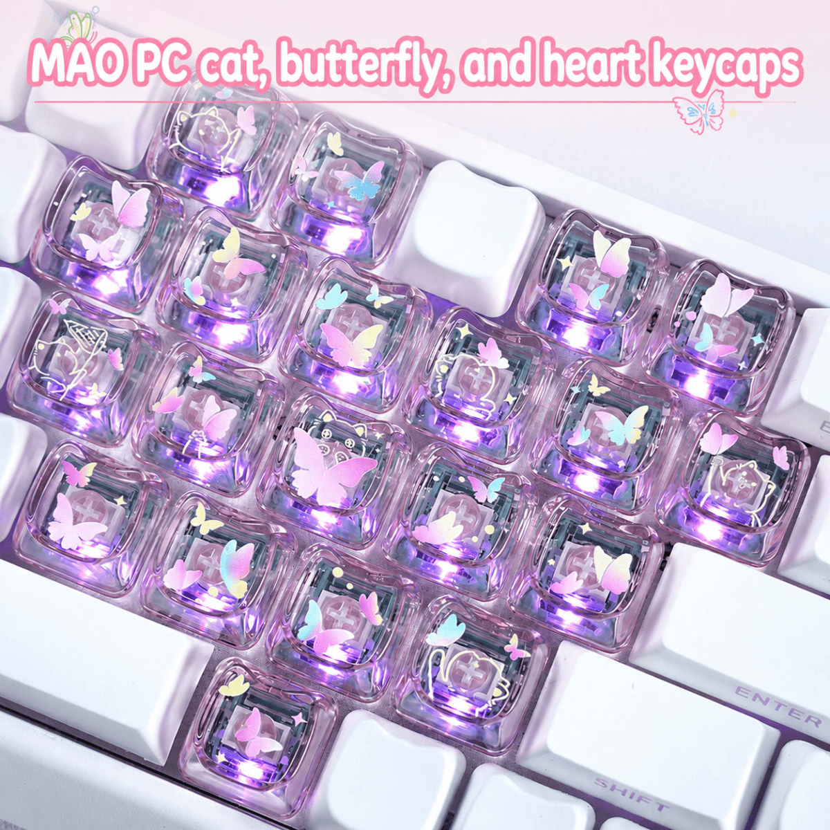taobao-2-ai-translate-12 HEK MAO Cat-Shaped Butterfly Heart Translucent Keycaps