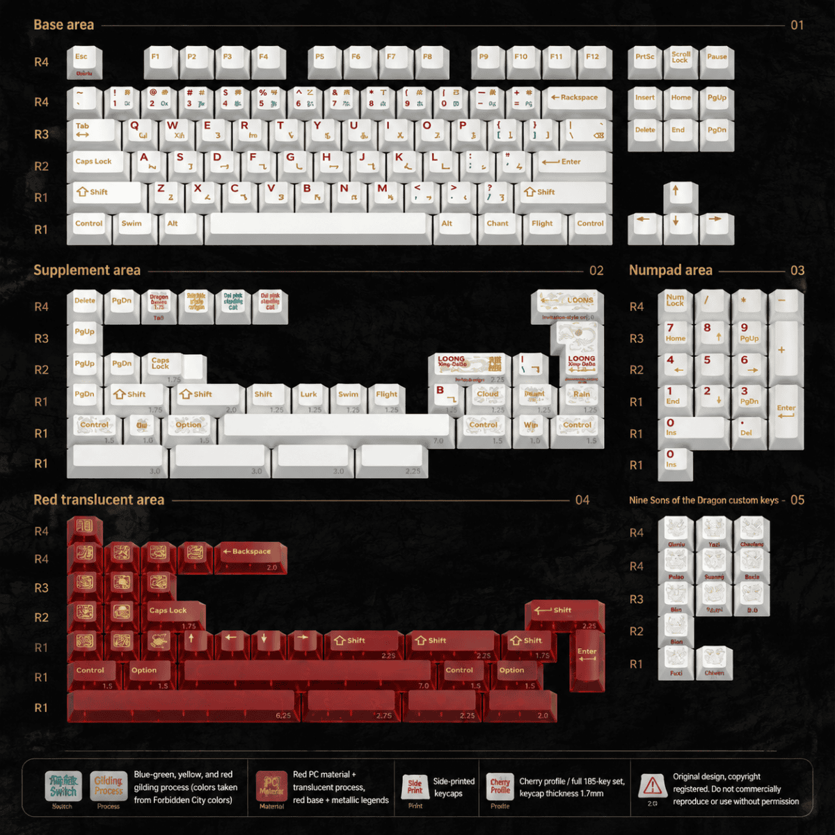 FRONTIER Dragon Year Red PBT+PC Keycap Set