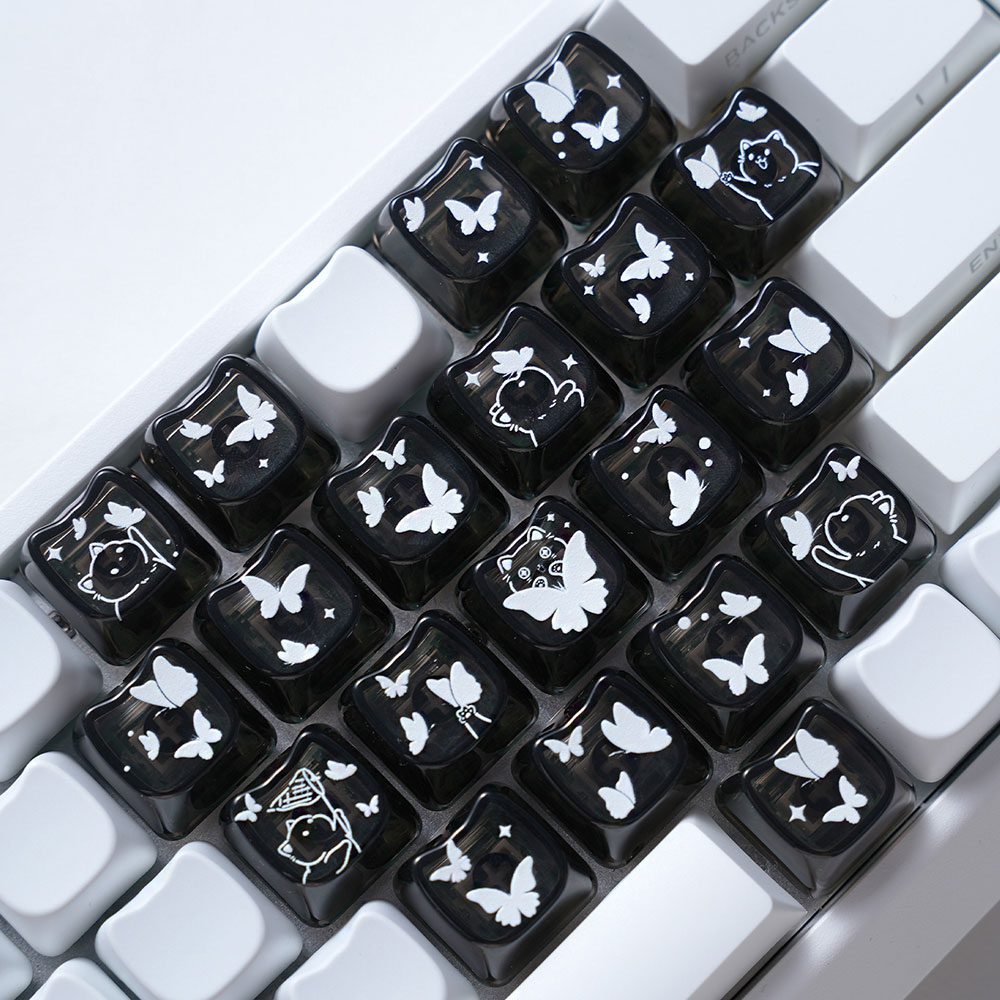 taobao-3-ai-skip-59 HEK MAO Cat-Shaped Butterfly Heart Translucent Keycaps