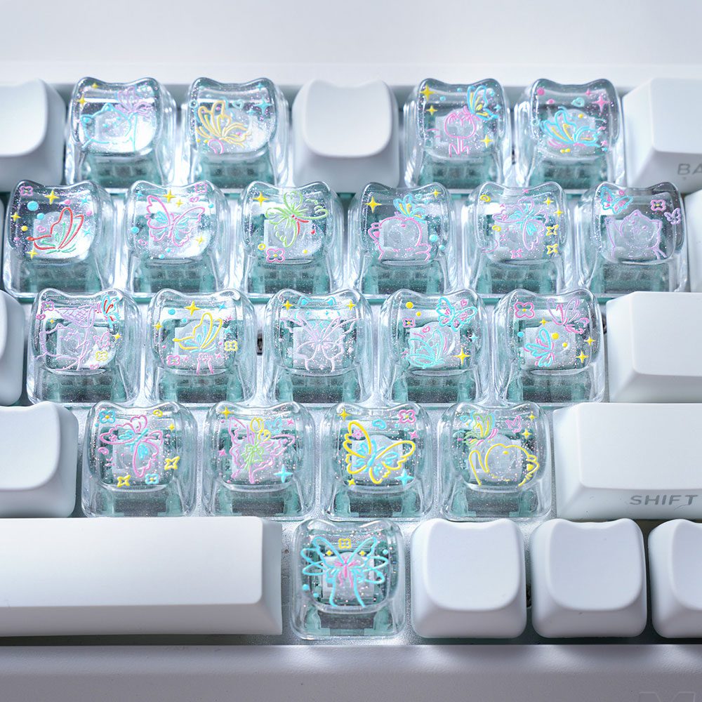 taobao-4-ai-skip-54 HEK MAO Cat-Shaped Butterfly Heart Translucent Keycaps