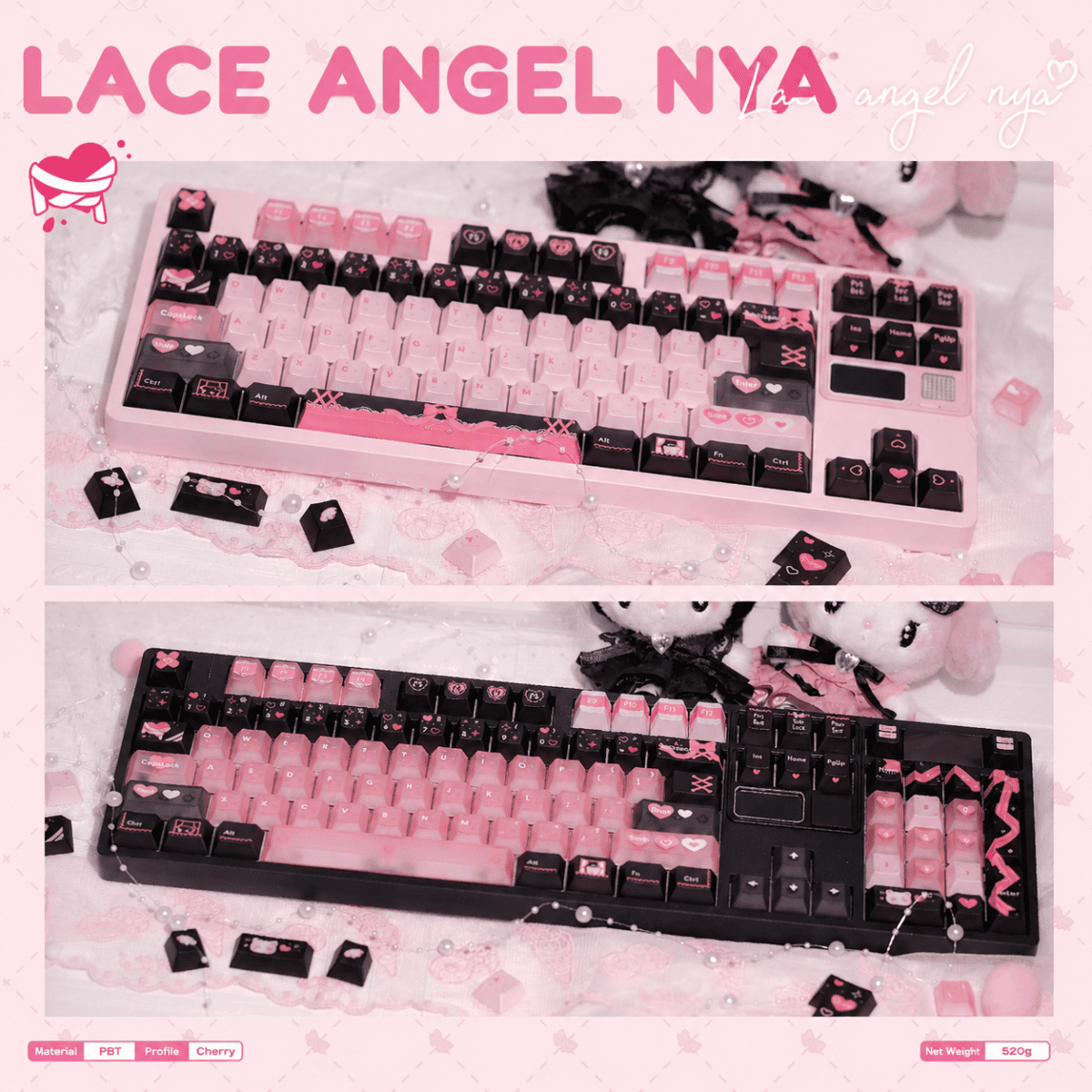taobao-5-ai-custom-4 FRONTIER Lace Angel Mi 224-Key PBT + PC Keycap Set