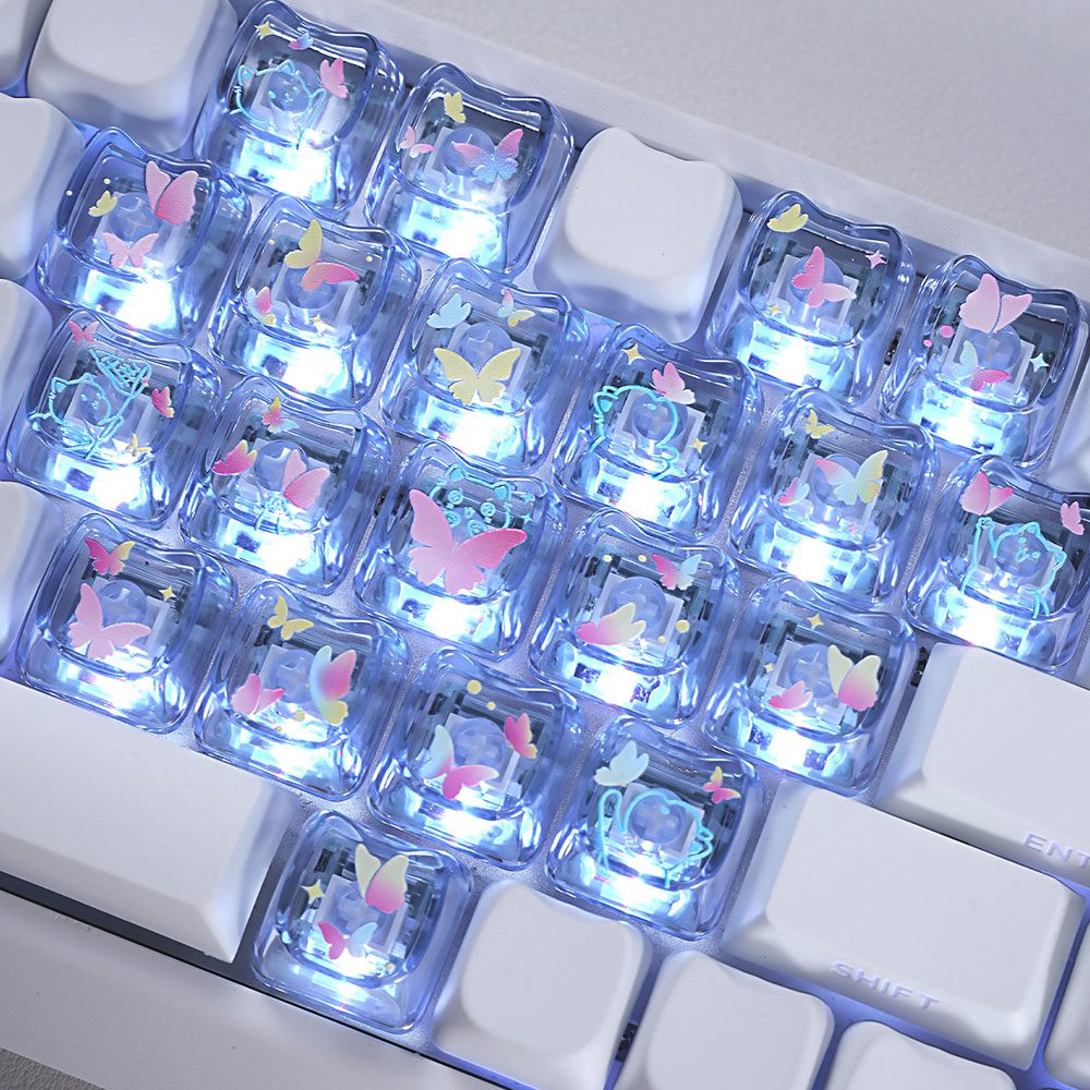 taobao-5-ai-skip-58 HEK MAO Cat-Shaped Butterfly Heart Translucent Keycaps