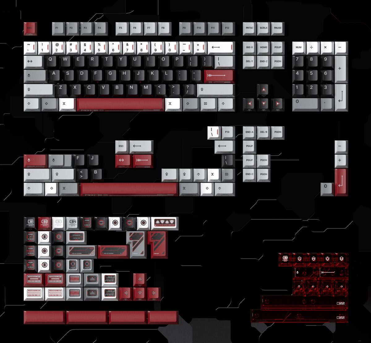 FRONTIER Crimson PBT Shine-Through Keycap Set