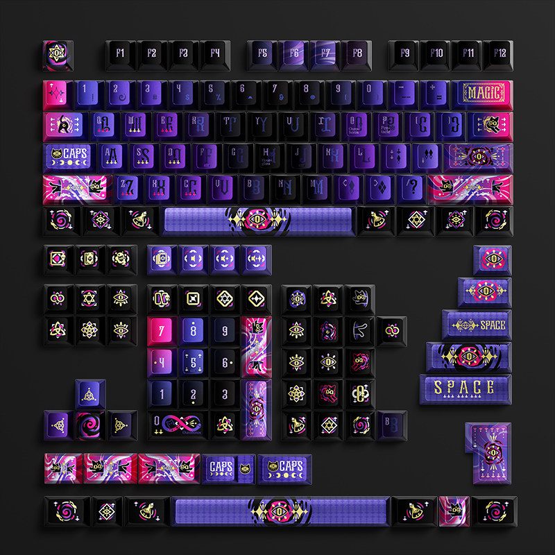 HEK Purple Black Cat Metal Paint Keycaps