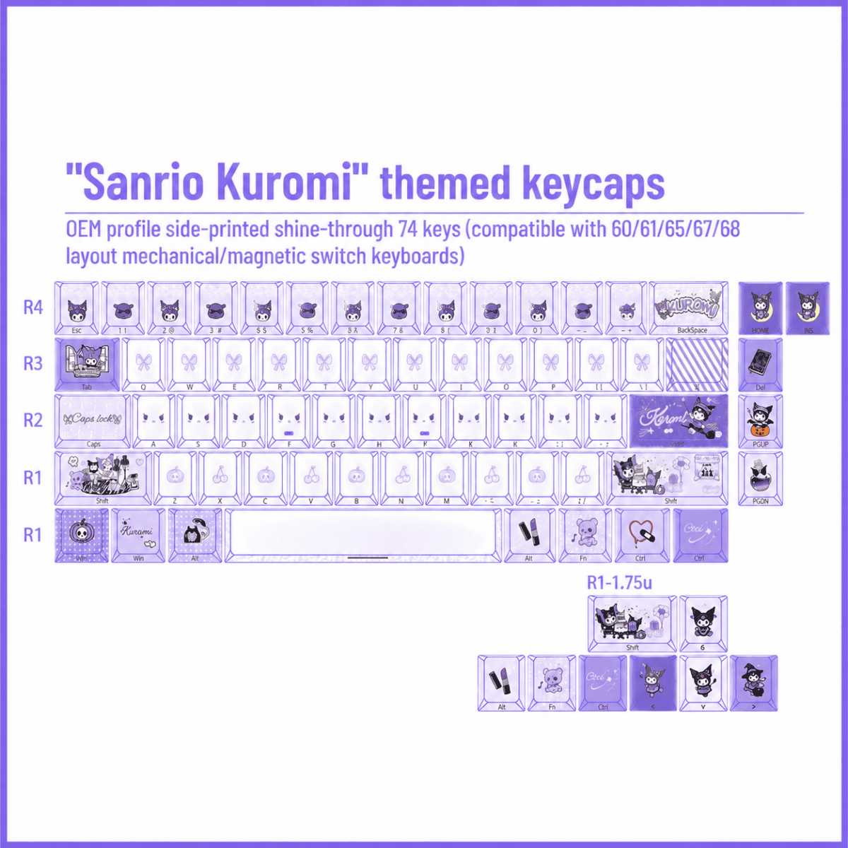 taobao-6-ai-translate-13 HEK Kuromi Side-Legend Shine-Through Keycaps