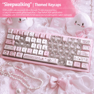 Sleepwalking 78 - Key + MAO Little Lazy Cat Clear Glitter Heart 21 - Key Set + Pixel Rabbit XDA