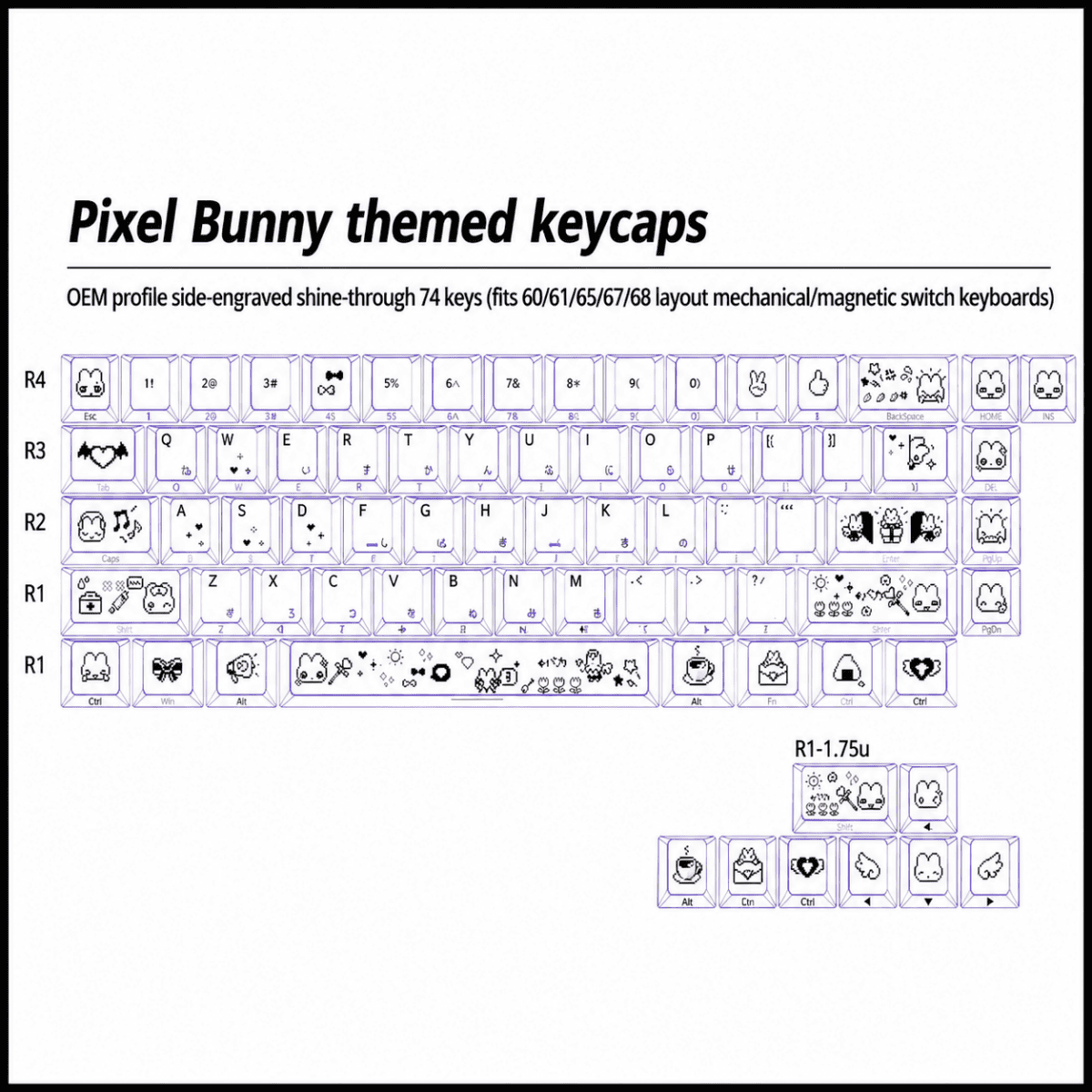 taobao-7-ai-translate-13 HEK Pixel Bunny Shine-Through Keycaps