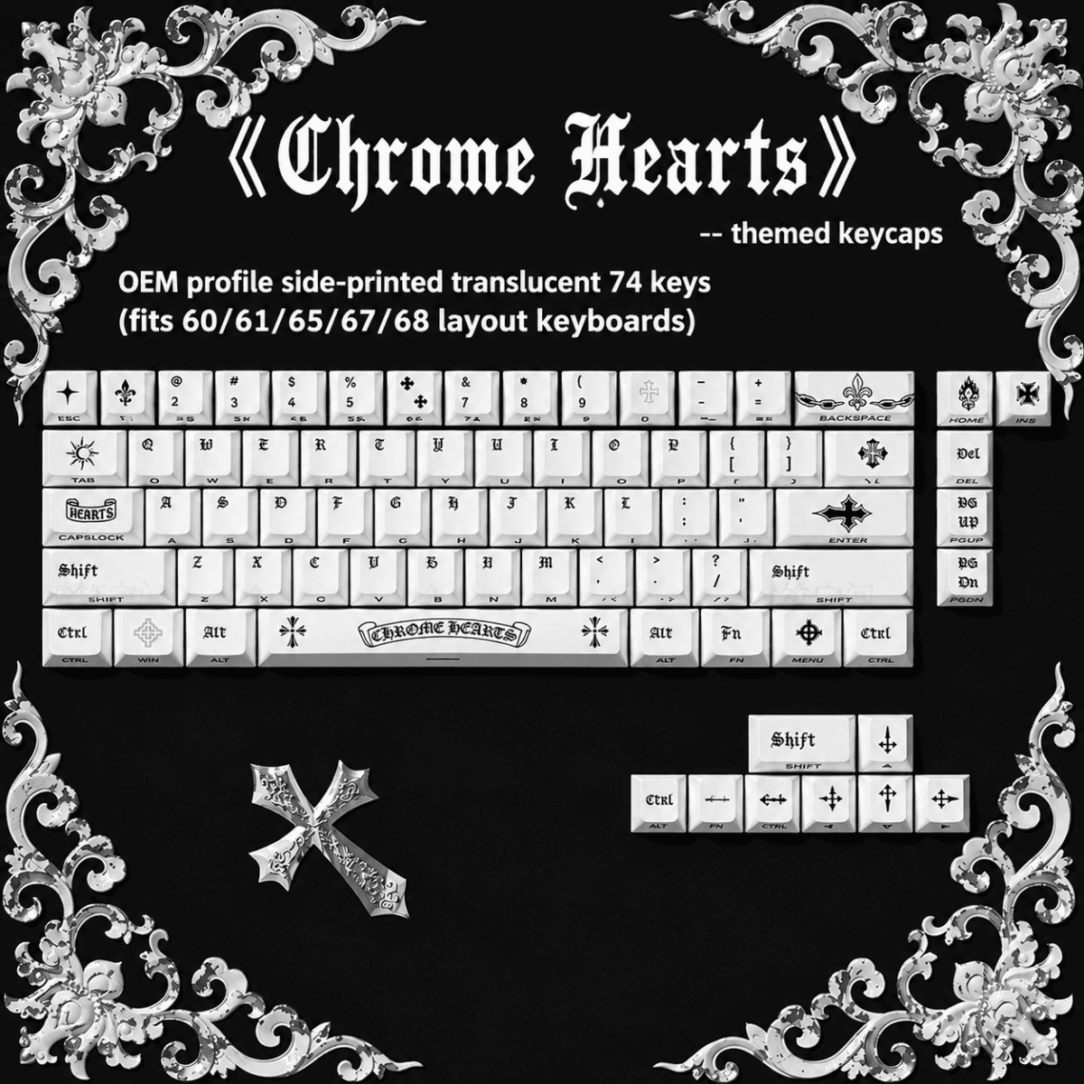 HEK Chrome Hearts Side Shine-Through Keycaps