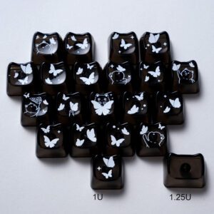 White Butterfly Heart Black PC 21 Keys