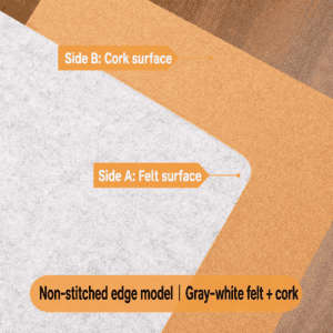 Gray White Felt + Cork No Edge Binding