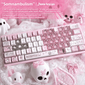 Sleepwalking 78 - Key + MAO Little Lazy Cat Translucent Pink Heart 21 - Key Set + Pixel Rabbit XDA