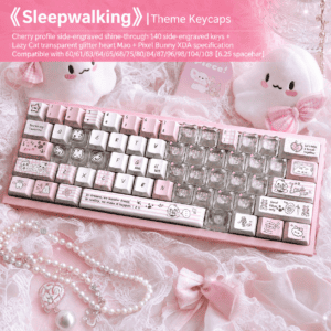 Sleepwalking 140 - Key + MAO Little Lazy Cat Clear Glitter Heart 21 - Key Set + Pixel Rabbit XDA