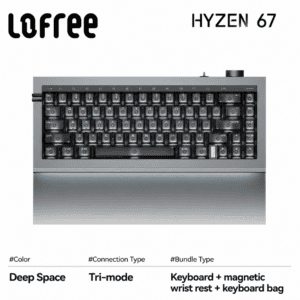 Tri - Mode HYZEN67 Deep Space Dual Mirror Keyboard + Magnetic Wrist Rest + Keyboard Case