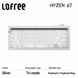 Tri - Mode HYZEN67 Silver Dual Mirror Keyboard + Keyboard Case